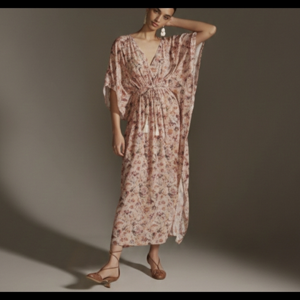 Anthropologie Floral Blush Maxi Dress